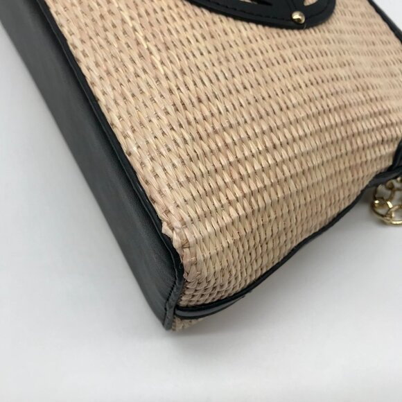 Nanette Lepore Black & Neutral Thea Straw Dome Crossbody & Wallet - Picture 7 of 11